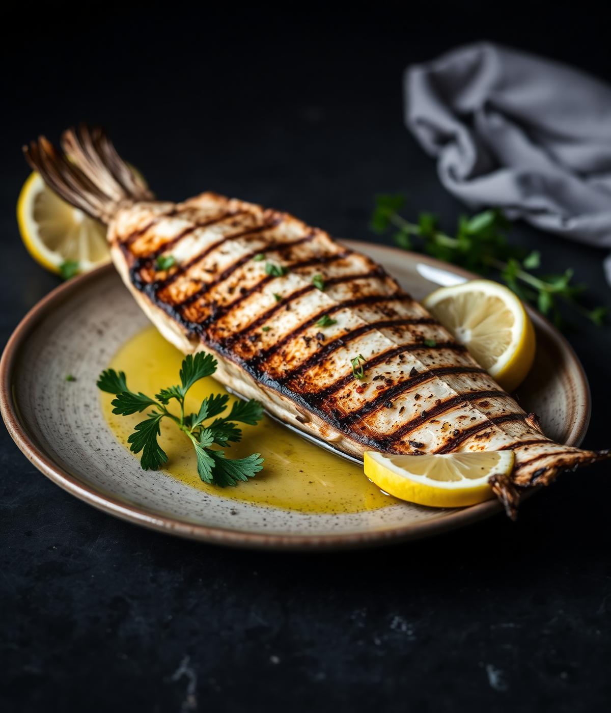 Whole Grilled Sea Bass